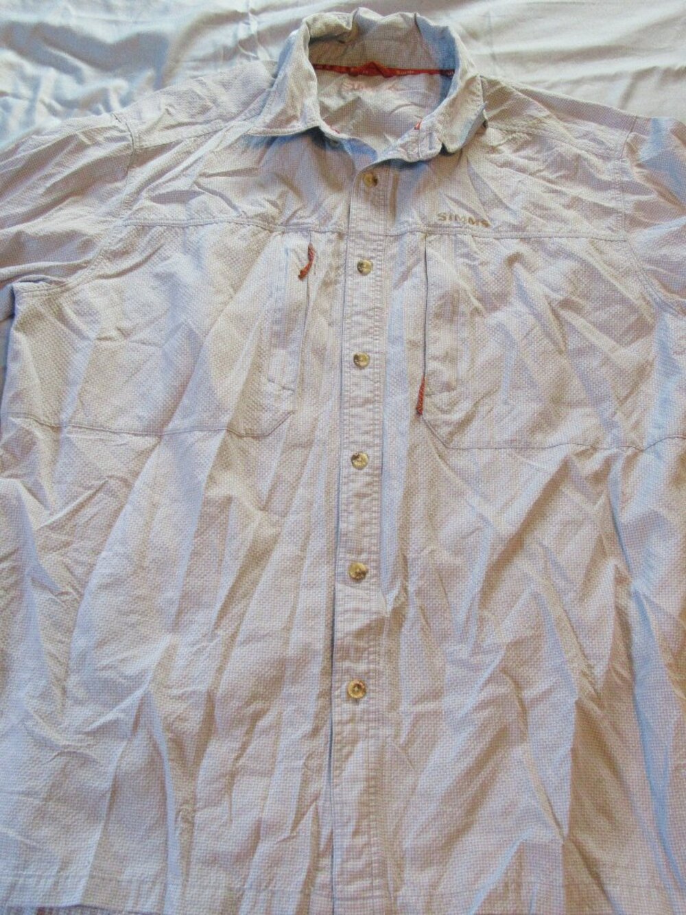 Mems Simms Nylon Button Up Fishing Outdoors Shirt Sz XL